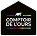 Logo Comptoir de l'Ours : Spécialiste Peinture et Déco Logo Comptoir de l'Ours en forme de maison noire avec ours blanc et lignes multicolores pour peinture et décoration.
